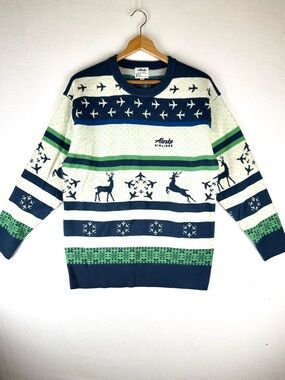 Alaska Airlines Holiday Fair Isles Pullover Crew‎ Holiday Sweater